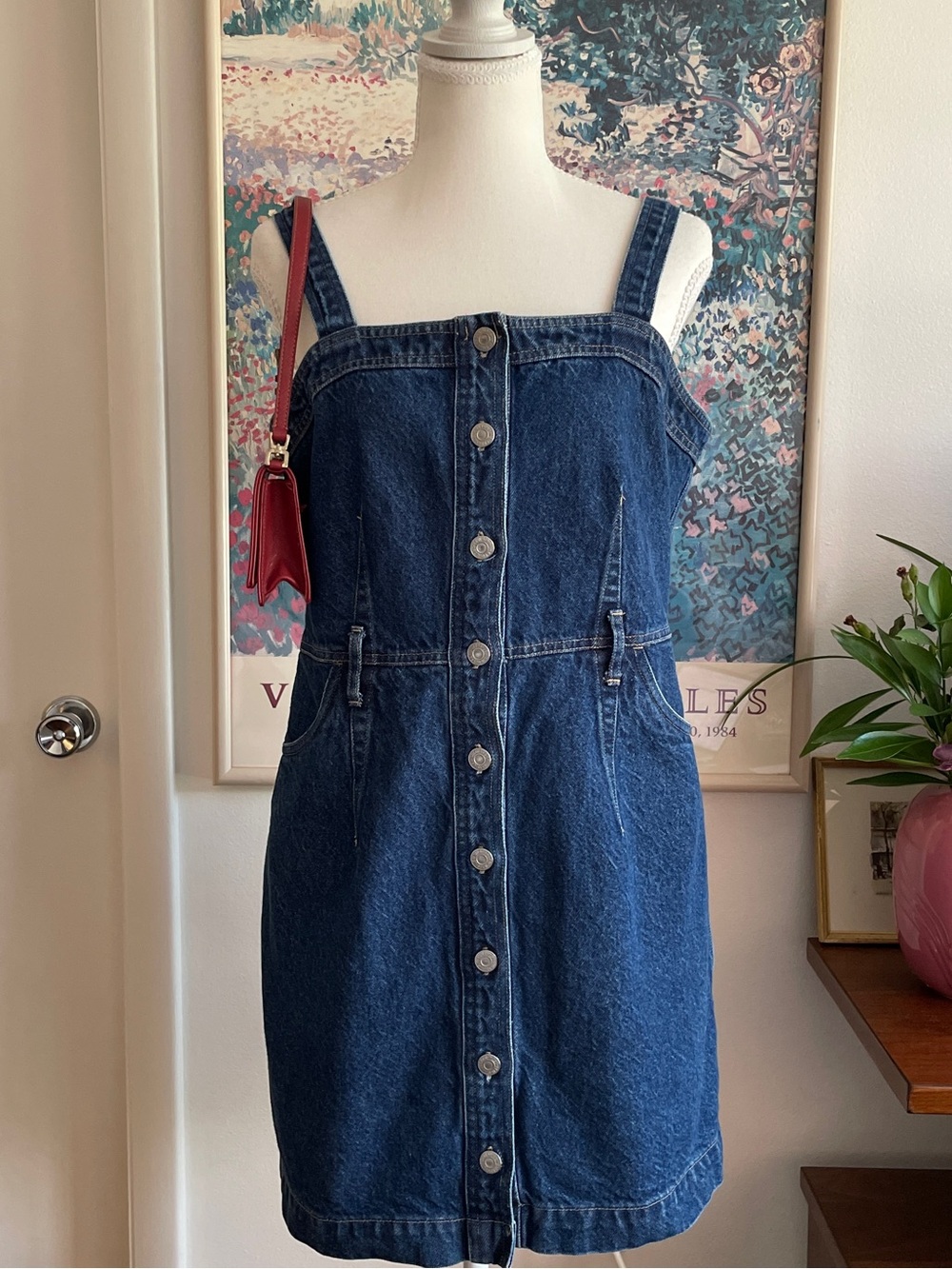 Levi's | Dresses | Levis Denim Dress Womens Medium Dark Wash Overalls Mini Western Granola Cowgirl